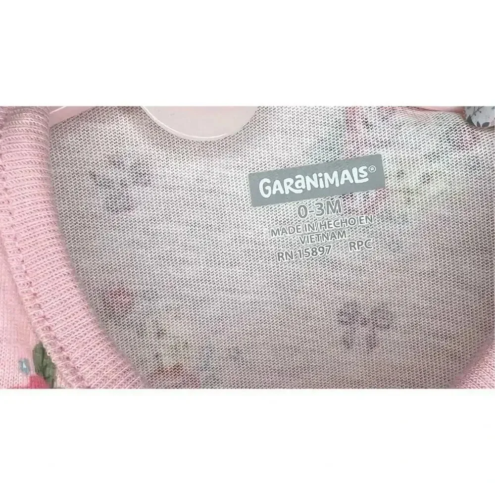 Garanimals pink floral long sleeve top/ solid black leggings size 3-6 months